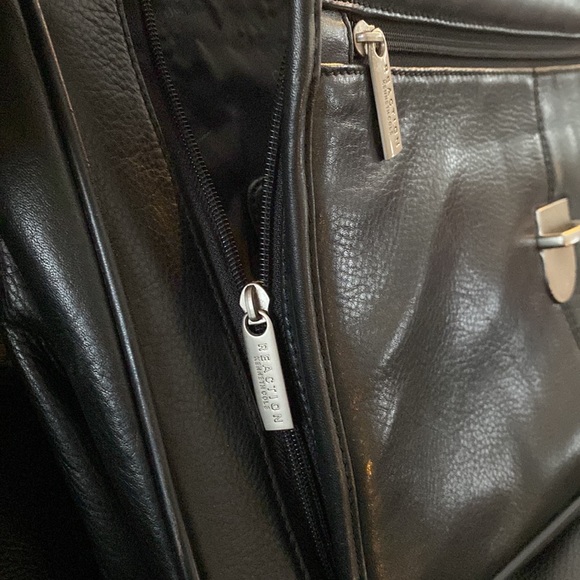 Kenneth Cole REACTION Black Leather Briefcase - Picture 9 of 15